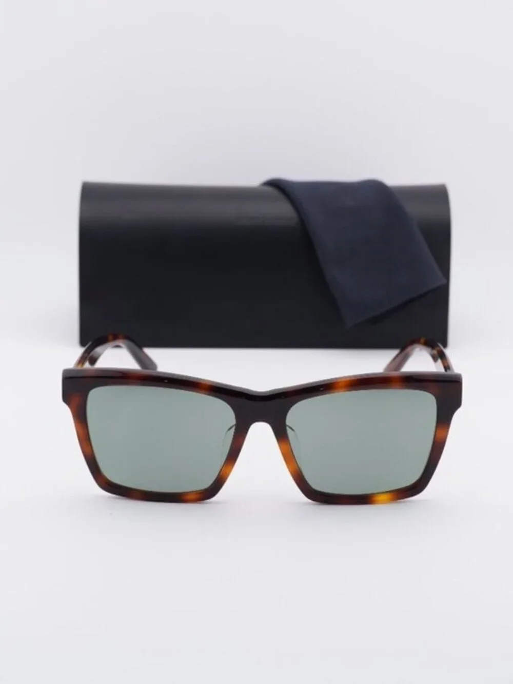 Saint Laurent SL M104/F 003 Square Unisex Sunglasses - Havana / Green